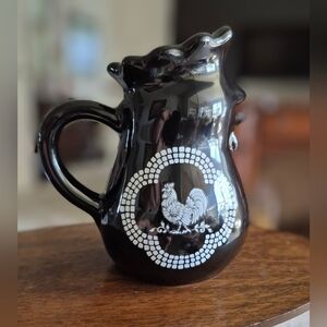 Temp-Tations Black Ceramic Pitcher with White Rooster
